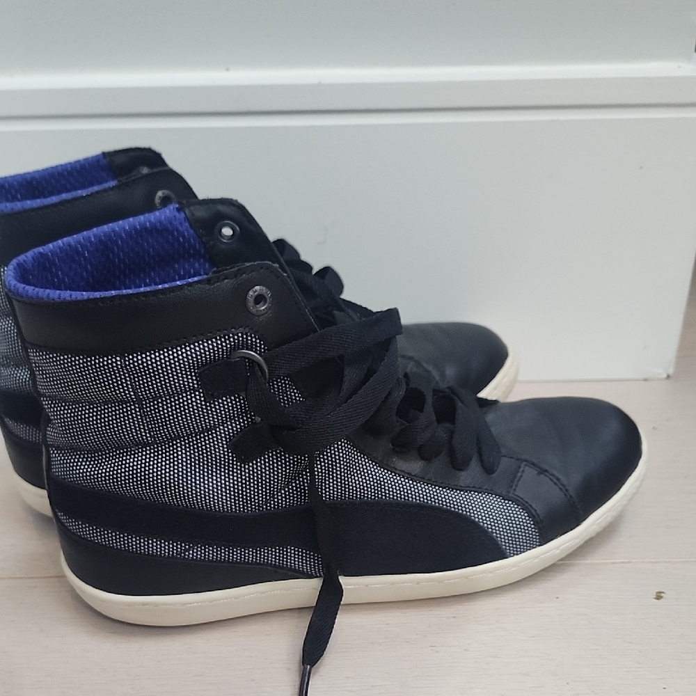 adidas Black and Blue High-Top Sneakers